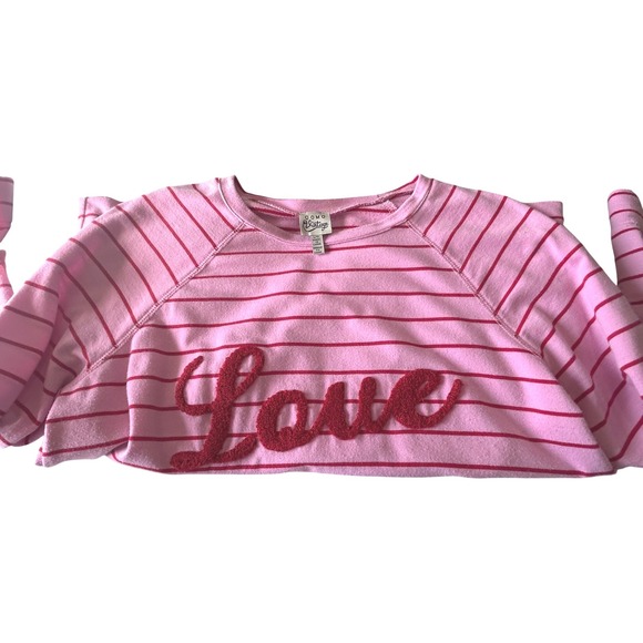 COMO Vintage Pink Red Stripe Love Graphic Sweatshirt Top Women's Size LG - Picture 9 of 9